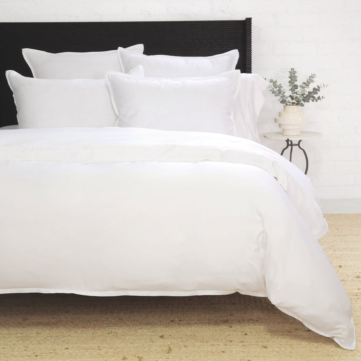 Pom Pom at Home Langston Bamboo Sateen Duvet Cover Set ~ White Flange ~ Available in Twin, Queen and King Sizes