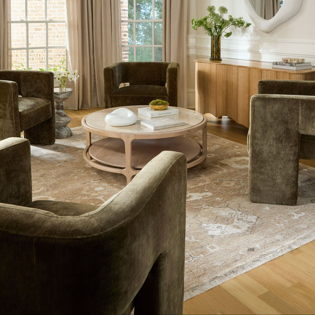 Surya x Becki Owens Collection Eve Coffee Table with Marble Inset Top