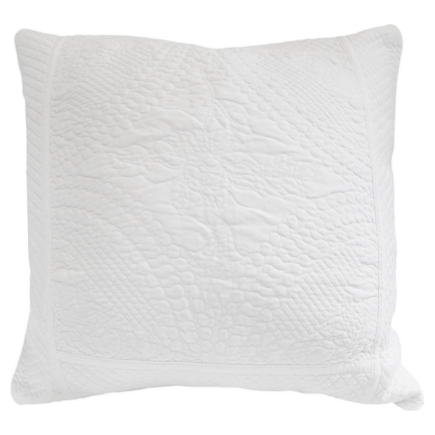 Pom Pom at Home Marseille White Cotton Velvet Diamond Quilted Coverlet and Euro Shams ~ Available in Queen and King Sizes