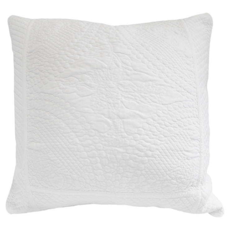 Pom Pom at Home Marseille White Cotton Velvet Diamond Quilted Coverlet and Euro Shams ~ Available in Queen and King Sizes