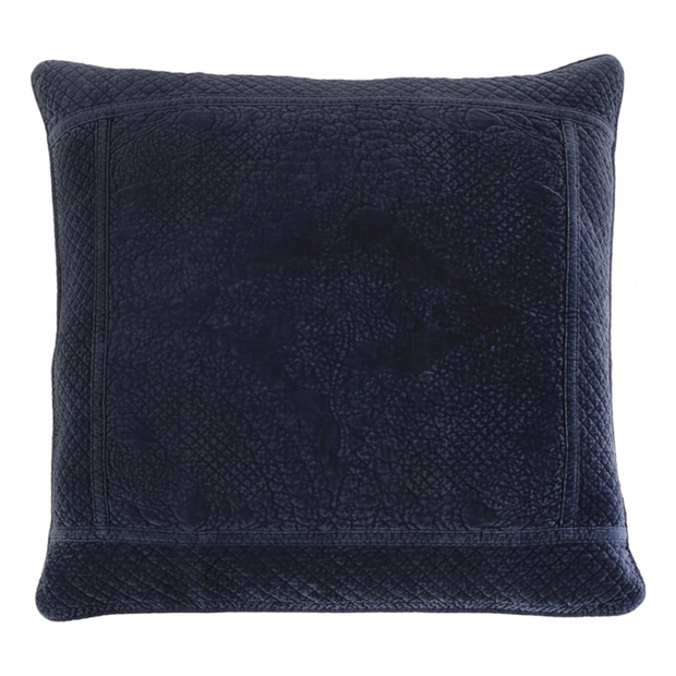 Pom Pom at Home Marseille Navy Cotton Velvet Diamond Quilted Coverlet and Euro Shams ~ Available in Queen and King Sizes