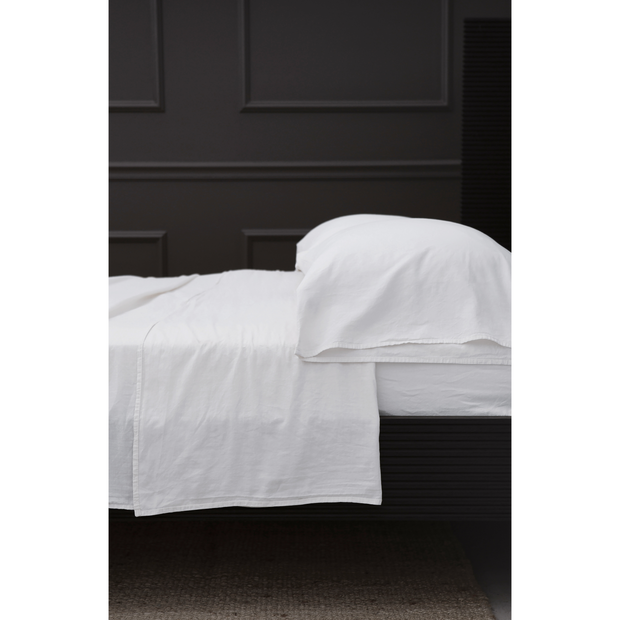 Pom Pom at Home Mateo White Crinkled Cotton Sheet Set ~ Available in Twin, Queen and King Sizes