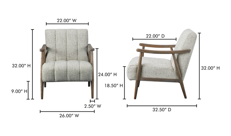 Moe's Home Collection Aster Pebbled Beige Accent Chair