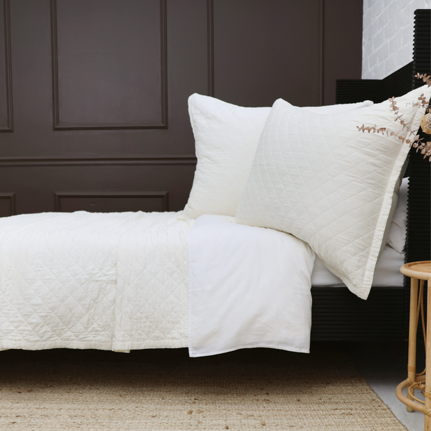 Pom Pom at Home Monaco Ivory Bamboo Sateen Coverlet ~ Available in Twin, Queen and King Sizes