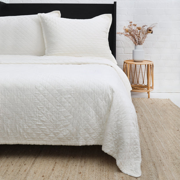 Pom Pom at Home Monaco Ivory Bamboo Sateen Coverlet ~ Available in Twin, Queen and King Sizes