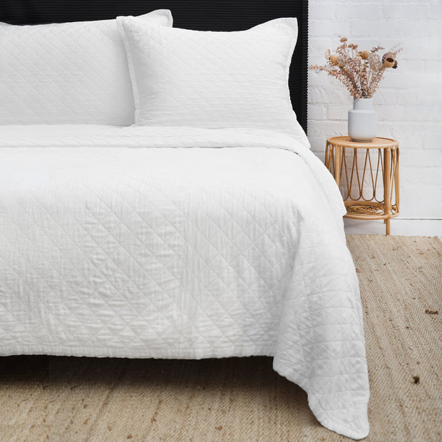 Pom Pom at Home Monaco White Bamboo Sateen Coverlet ~ Available in Twin, Queen and King Sizes