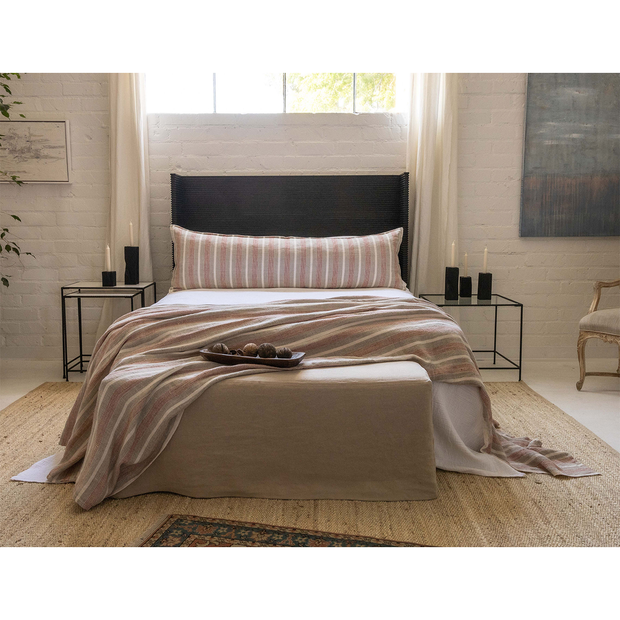 Pom Pom at Home Montecito Terracotta and Natural Linen Striped Blanket ~ Available in Queen and King Sizes