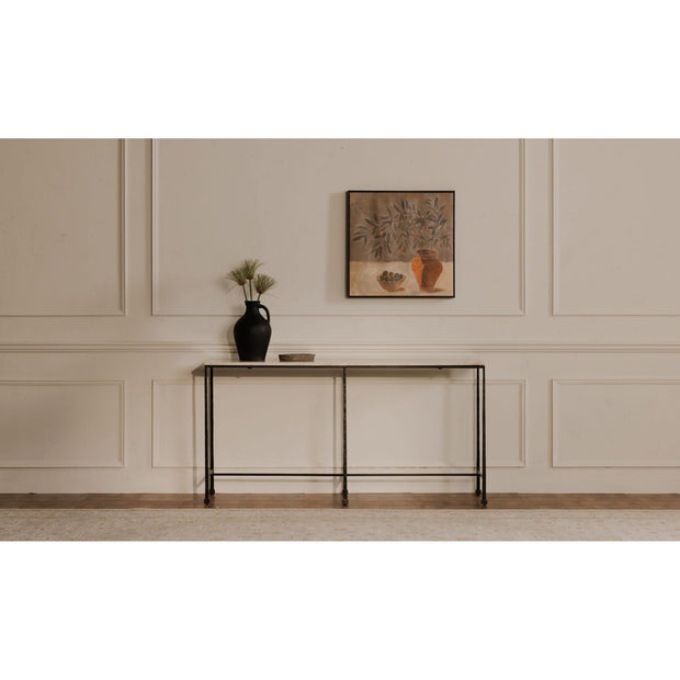 Moe’s Home Collection River Botticino Marble and Iron Console Table