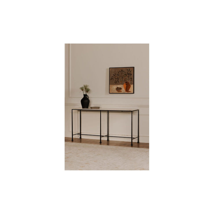 Moe’s Home Collection River Botticino Marble and Iron Console Table