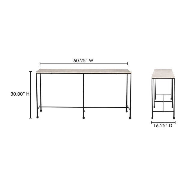 Moe’s Home Collection River Botticino Marble and Iron Console Table