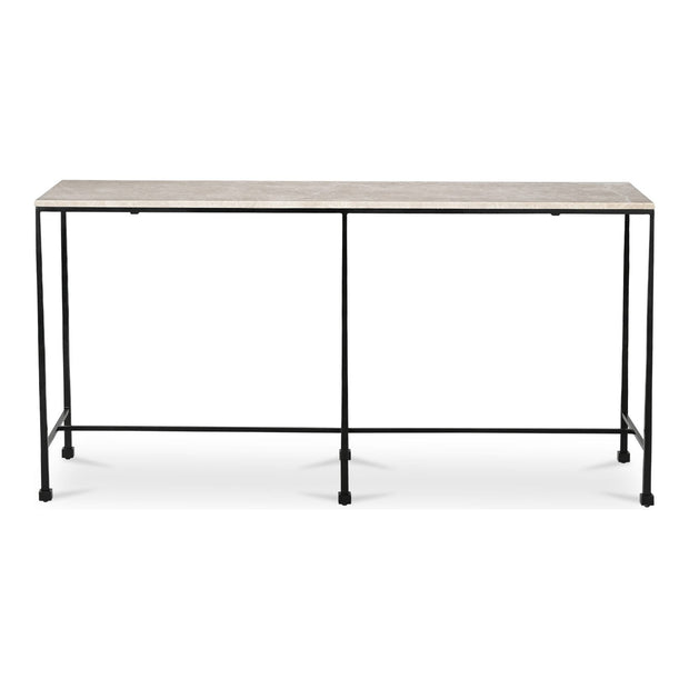 Moe’s Home Collection River Botticino Marble and Iron Console Table