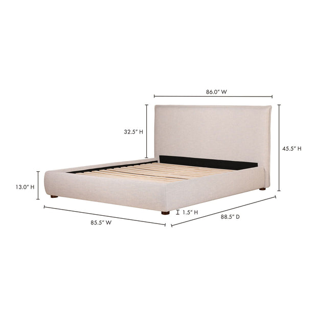Moe's Home Collection Luzon Light Grey Upholstered King Size Bed