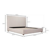 Moe's Home Collection Luzon Wheat Upholstered Queen Size Bed With Tall Headboard