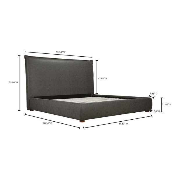 Moe's Home Collection Luzon Vegan Leather Upholstered King Size Bed With Tall Headboard