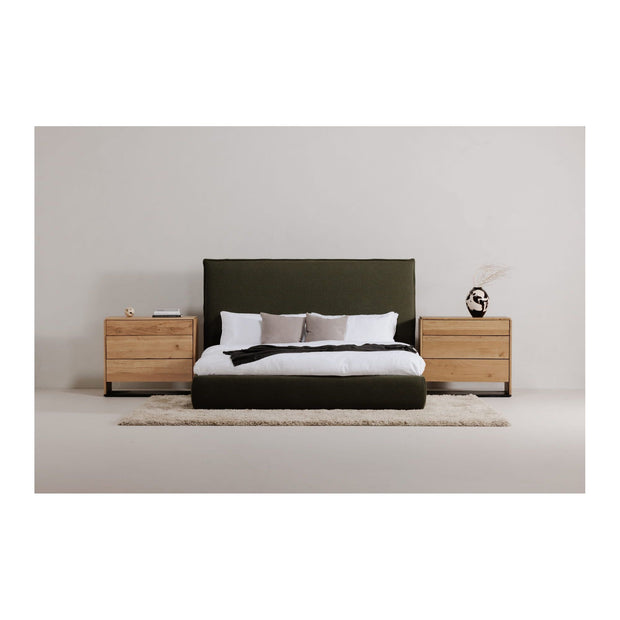 Moe's Home Collection Luzon Green Upholstered King Size Bed With Tall Headboard