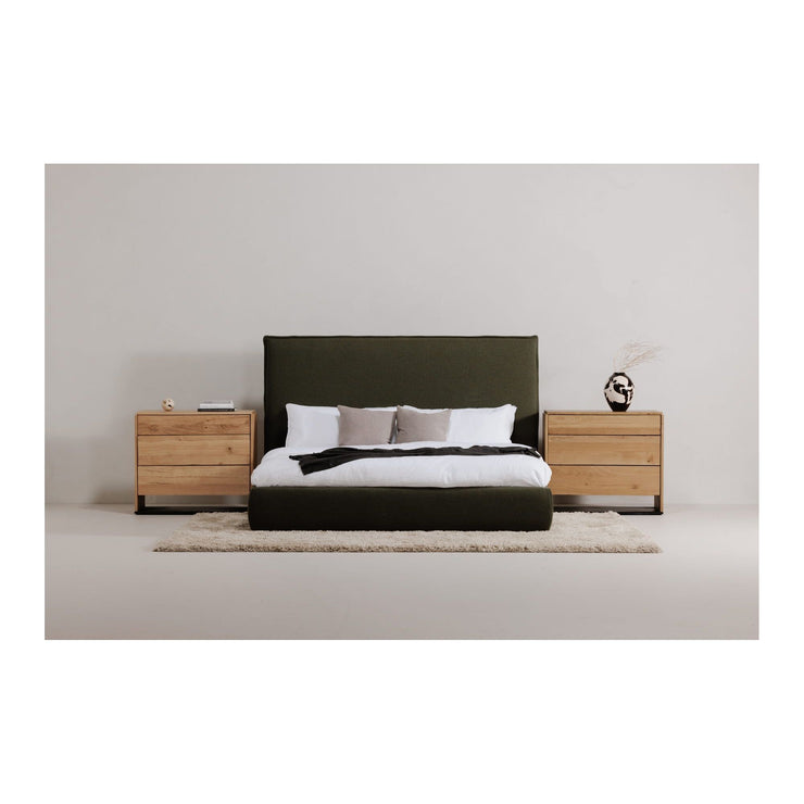 Moe's Home Collection Luzon Green Upholstered King Size Bed With Tall Headboard