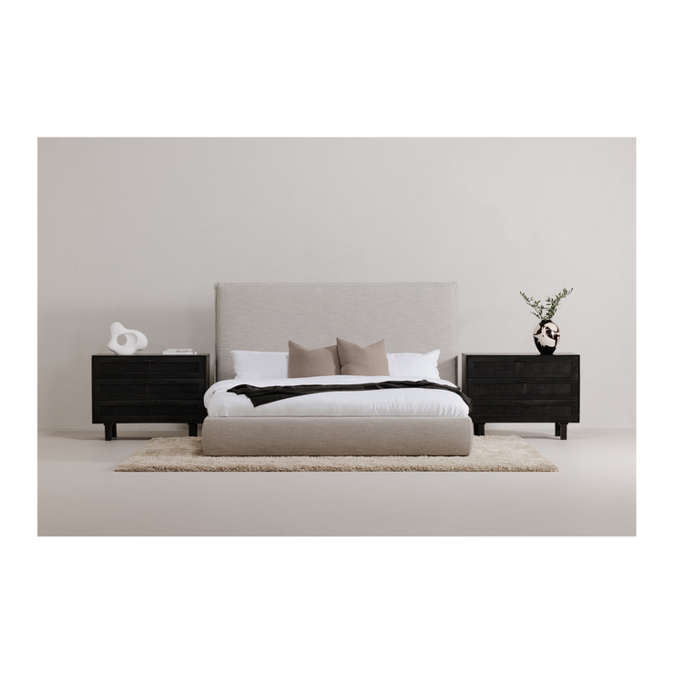 Moe's Home Collection Luzon Light Grey Upholstered King Size Bed With Tall Headboard