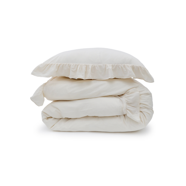 Pom Pom at Home Rowan Greige Crinkled Cotton Duvet Set  ~ Available in Twin, Queen and King Sizes
