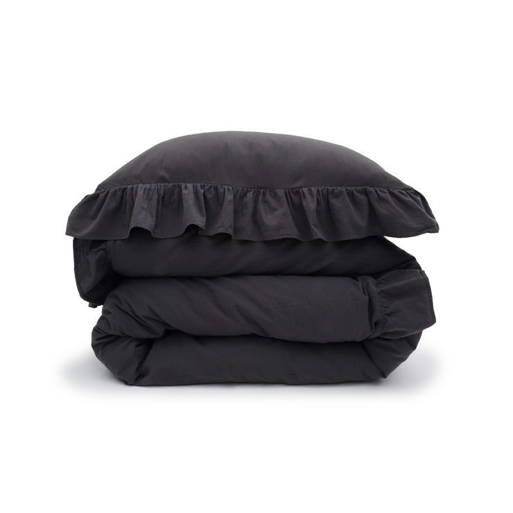 Pom Pom at Home Rowan Midnight Crinkled Cotton Duvet Set ~ Available in Twin, Queen and King Sizes