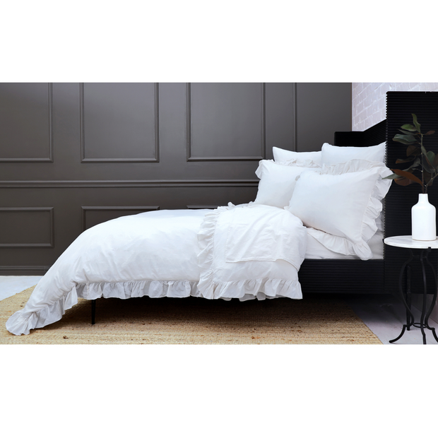 Pom Pom at Home Rowan White Crinkled Cotton Duvet Set ~ Available in Twin, Queen and King Sizes
