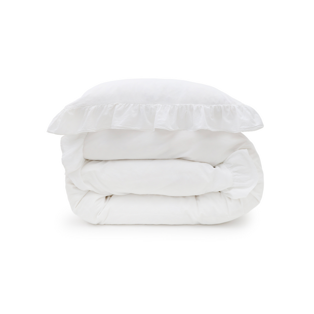 Pom Pom at Home Rowan White Crinkled Cotton Duvet Set ~ Available in Twin, Queen and King Sizes