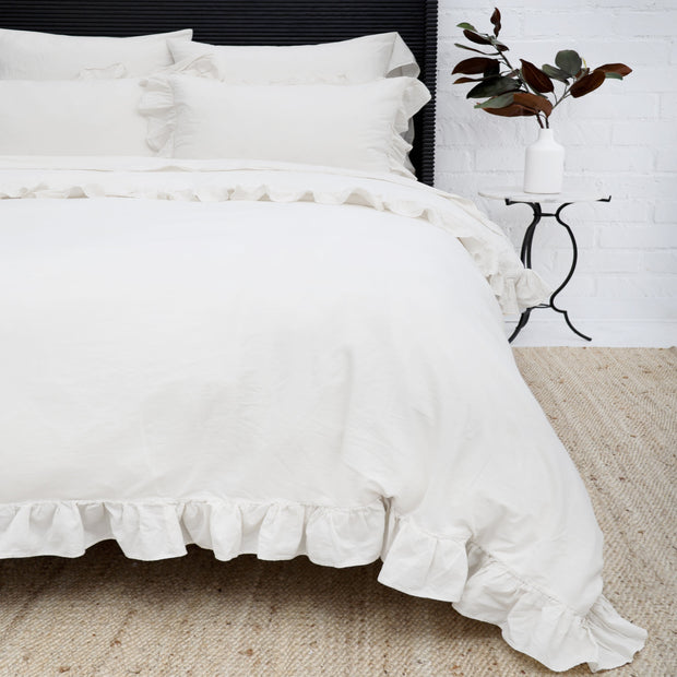 Pom Pom at Home Rowan White Crinkled Cotton Duvet Set ~ Available in Twin, Queen and King Sizes
