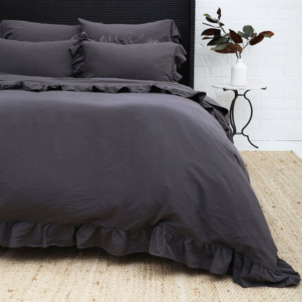 Pom Pom at Home Rowan Midnight Crinkled Cotton Duvet Set ~ Available in Twin, Queen and King Sizes
