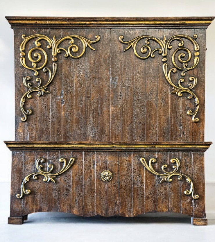 Casa Bonita Peruvian Hand-Painted Carved Wood Santander King Size Bed