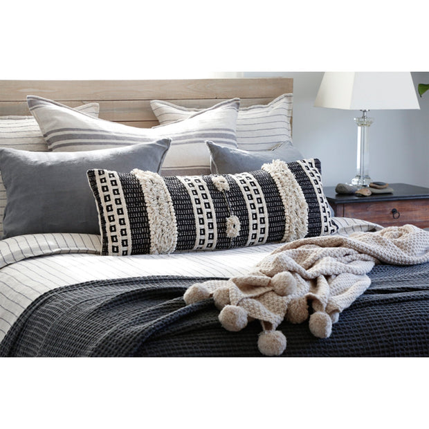 Pom Pom at Home Zuma Charcoal Waffle Weave Blanket and Pillow Shams ~ Available in Twin, Queen and King Sizes