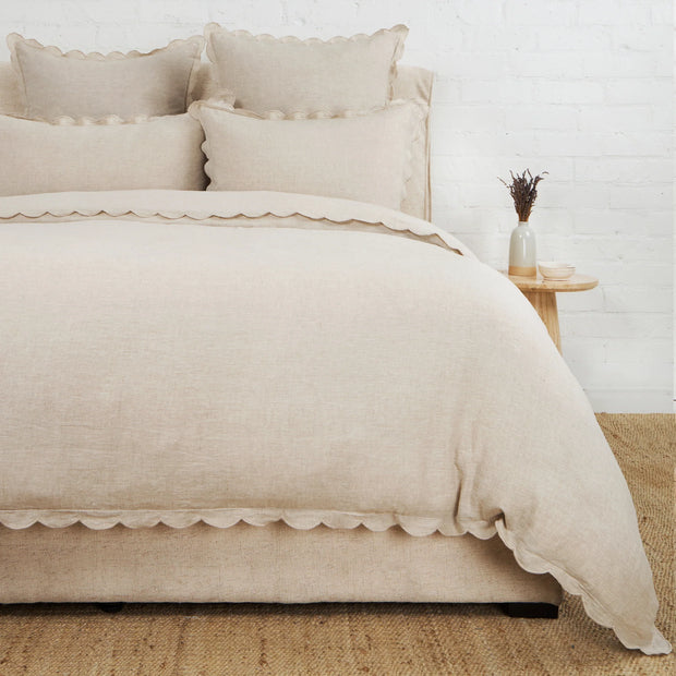 Pom Pom at Home Kelly Flax Linen Scalloped Duvet Cover & Pillow Shams ~ Available in Queen and King Sizes