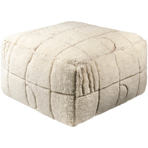 Surya Jakob Modern Hand Knotted Shag Pouf Ottoman JOPF-003