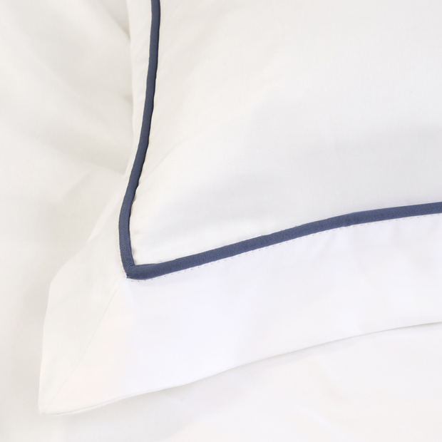 Pom Pom at Home Sheena Bamboo Sateen Duvet Cover Set - Navy Piping ~ Available in Twin, Queen and King Sizes