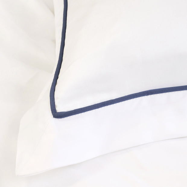 Pom Pom at Home Sheena Bamboo Sateen Sheet Set ~ Navy Piping ~ Available in Twin, Queen and King Sizes