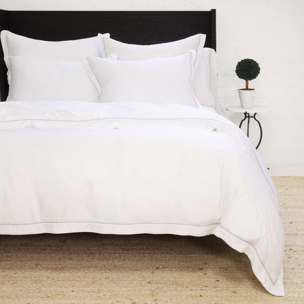 Pom Pom at Home Sheena Bamboo Sateen Duvet Cover Set ~ Sea Glass Piping ~ Available in Twin, Queen and King Sizes