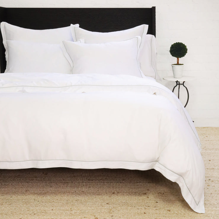 Pom Pom at Home Sheena Bamboo Sateen Duvet Cover Set ~ Sea Glass Piping ~ Available in Twin, Queen and King Sizes