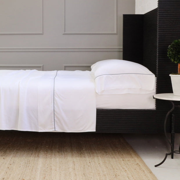 Pom Pom at Home Sheena Bamboo Sateen Sheet Set ~ Ocean Piping ~ Available in Twin, Queen and King Sizes