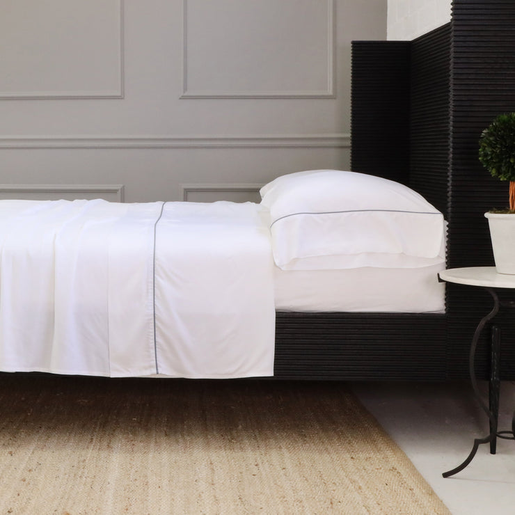 Pom Pom at Home Sheena Bamboo Sateen Sheet Set ~ Ocean Piping ~ Available in Twin, Queen and King Sizes