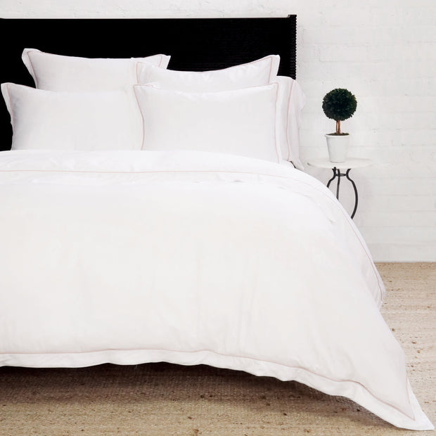Pom Pom at Home Sheena Bamboo Sateen Duvet Cover Set ~ Pink Piping ~ Available in Twin, Queen and King Sizes