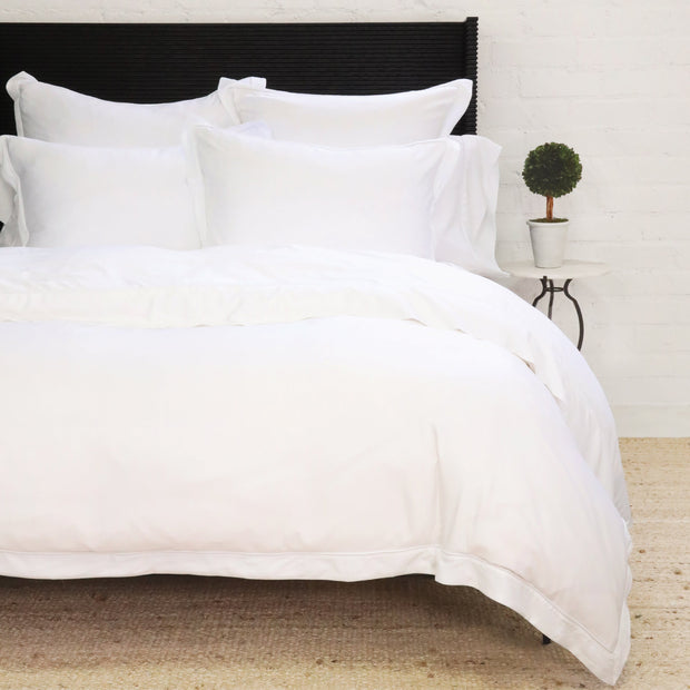 Pom Pom at Home Sheena Bamboo Sateen Duvet Cover Set ~ White Piping ~ Available in Twin, Queen and King Sizes