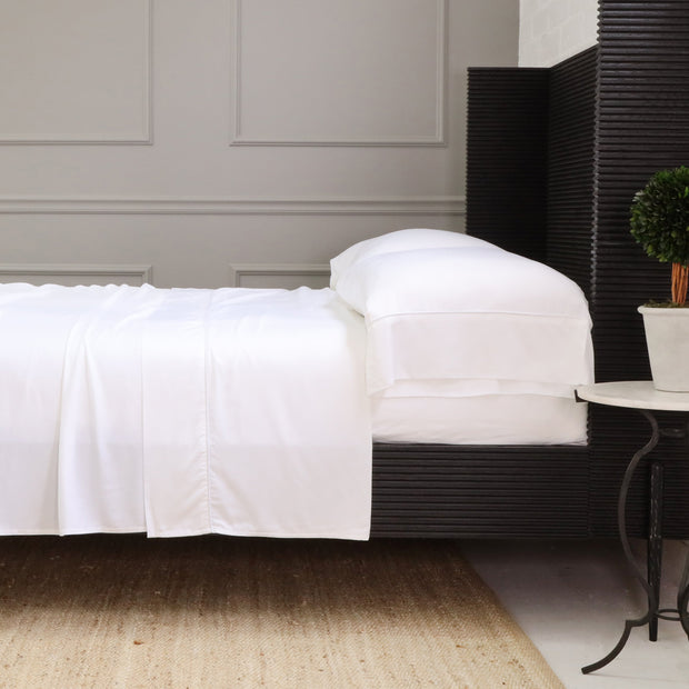 Pom Pom at Home Sheena Bamboo Sateen Sheet Set ~ White ~ Available in Twin, Queen and King Sizes