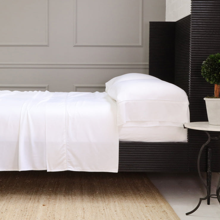 Pom Pom at Home Sheena Bamboo Sateen Sheet Set ~ White ~ Available in Twin, Queen and King Sizes