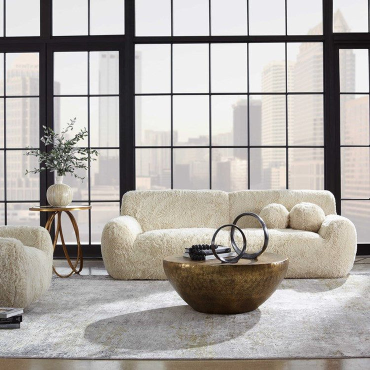 Uttermost Abide Caramel Long Haired Faux Sheepskin Sofa