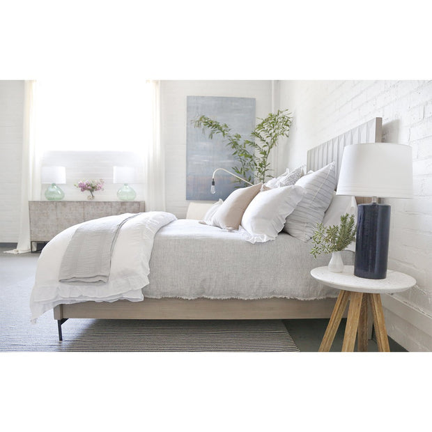 Pom Pom at Home Charlie White Linen Ruffled Duvet Cover and Pillow Shams ~ Available in Twin, Queen and King Sizes