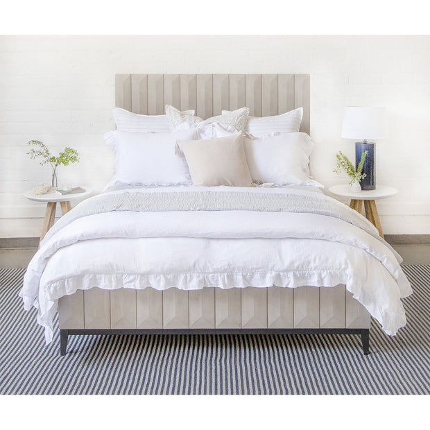 Pom Pom at Home Charlie White Linen Ruffled Duvet Cover and Pillow Shams ~ Available in Twin, Queen and King Sizes