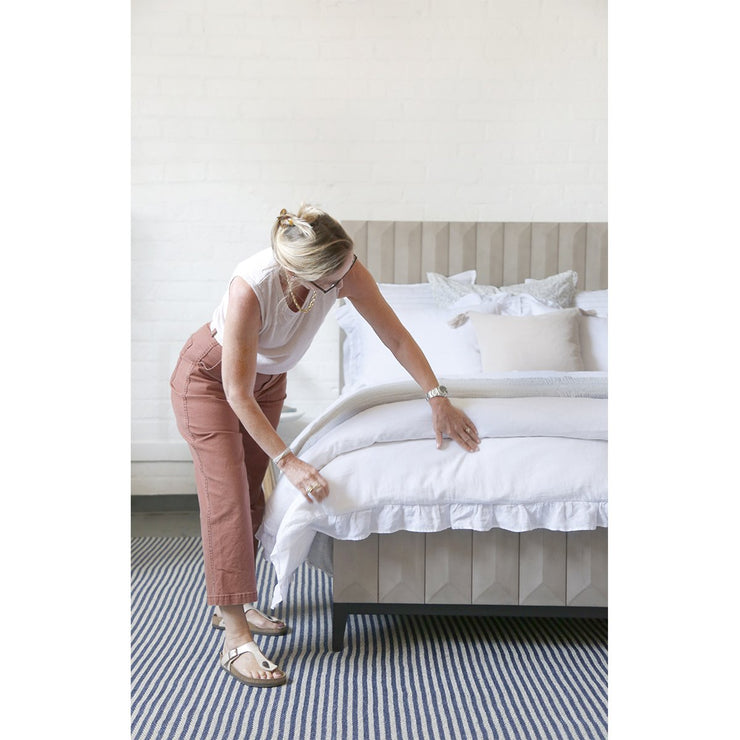 Pom Pom at Home Charlie White Linen Ruffled Duvet Cover and Pillow Shams ~ Available in Twin, Queen and King Sizes
