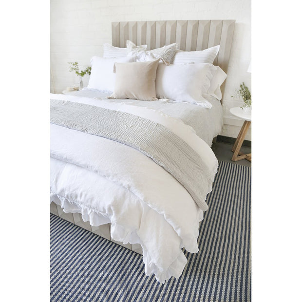 Pom Pom at Home Charlie White Linen Ruffled Duvet Cover and Pillow Shams ~ Available in Twin, Queen and King Sizes