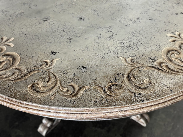 Casa Bonita Peruvian Hand-Painted and Carved Wood 60” Round Torino Dining Table in Rustic Plata