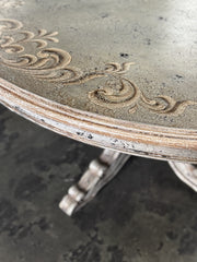 Casa Bonita Peruvian Hand-Painted and Carved Wood 60” Round Torino Dining Table in Rustic Plata