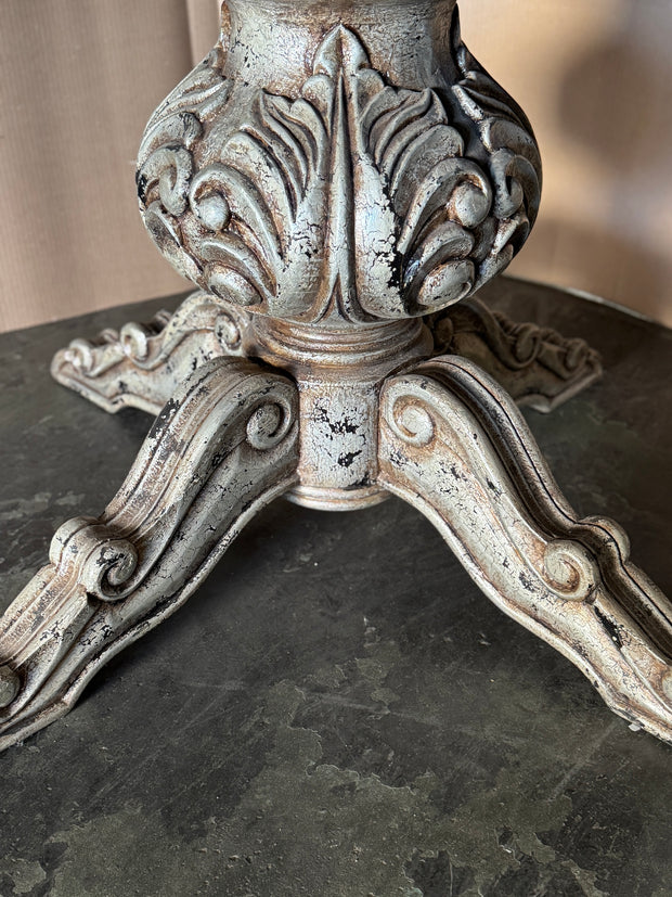 Casa Bonita Peruvian Hand-Painted and Carved Wood 60” Round Torino Dining Table in Rustic Plata