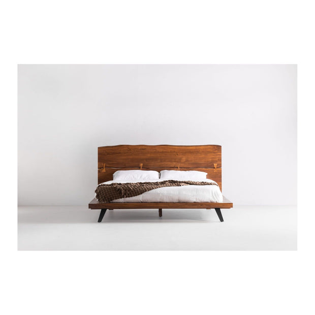 Moe's Home Collection Madagascar Brown Acacia Wood Platform Queen Size Bed